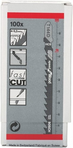 Bosch Jigsaw blade T 244 D Speed for Wood, 100mm (100 pieces) image 2