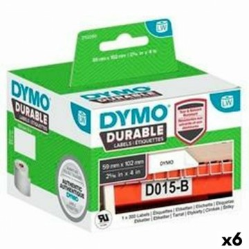 Sarakstu Birkas Dymo Durable 102 x 59 mm Melns Balts (6 gb.)