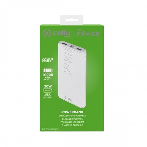 Powerbank Celly PBPD10000EVOWH Balts image 2