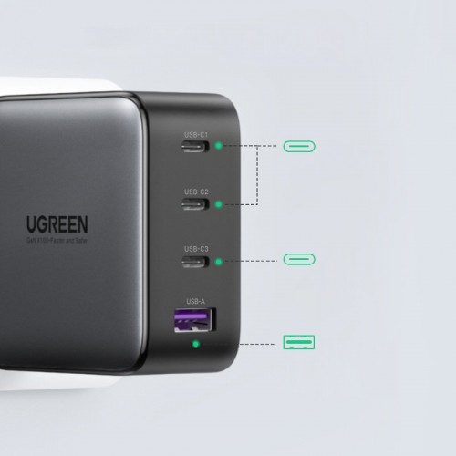 [RETURNED ITEM] Ugreen GaN fast charger 3x USB Type C | USB Power Delivery 3.0 QuickCharge 4+ FCP SCP AFC 100W EU black (CD226 40747) image 5