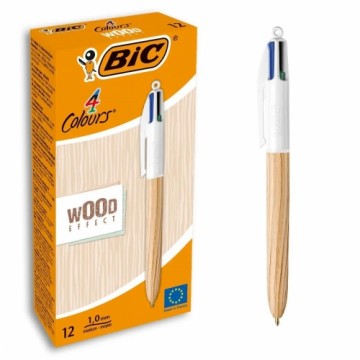 Pildspalva Bic Wood Effect 0,32 mm Daudzkrāsains (12 gb.)