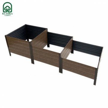 Paaugstinātā dārza dobe KLASIKA Wood Look trepjveida peēka 225x75 cm, h-50-40-30 cm