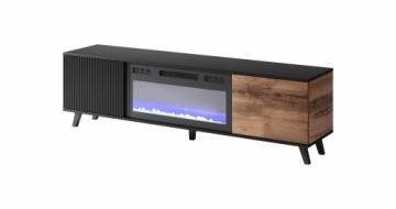 Halmar RANDOM RTV-K TV stand with fireplace 180 cm, wotan oak / black