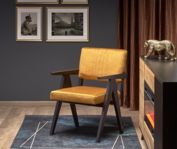 Halmar MEMORY chair, ebony / mustard Monolith 48