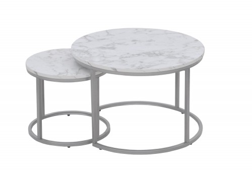 Halmar PAOLA 2 set of two coffee tables, marble / silver image 2