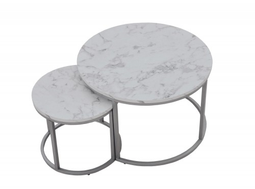 Halmar PAOLA 2 set of two coffee tables, marble / silver image 3