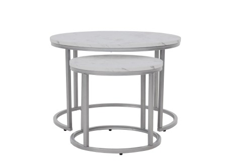 Halmar PAOLA 2 set of two coffee tables, marble / silver image 4