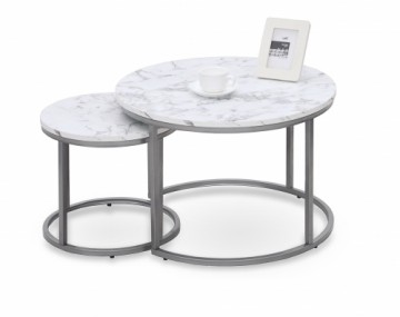 Halmar PAOLA 2 set of two coffee tables, marble / silver