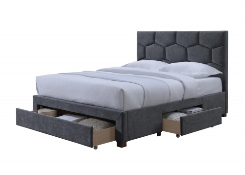 Halmar HARRIET 160 bed with drawers, grey velvet image 4
