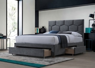 Halmar HARRIET 160 bed with drawers, grey velvet
