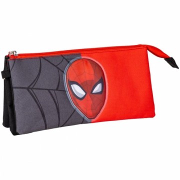 Тройной пенал Spiderman Красный 22,5 x 2 x 11,5 cm Чёрный