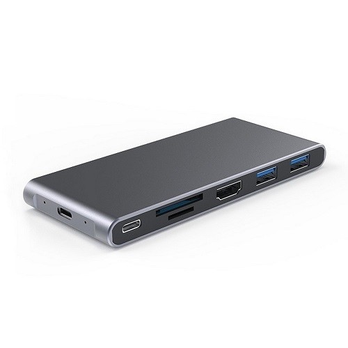 Extradigital Adapter USB-C - HDMI, 2x USB 3.0, SD, TF, PD60W + M.2 NGFF SSD Case image 1