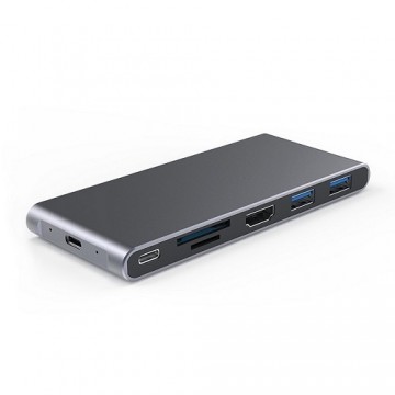 Extradigital Adapter USB-C - HDMI, 2x USB 3.0, SD, TF, PD60W + M.2 NGFF SSD Case
