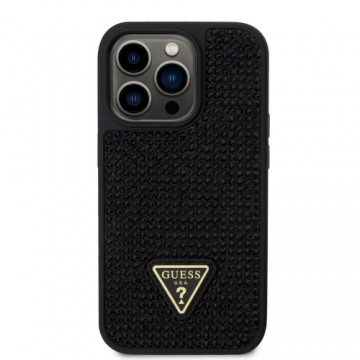 Guess Rhinestones Triangle Metal Logo Case for iPhone 14 Pro Black