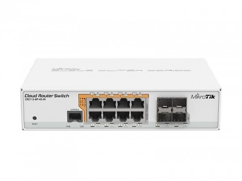 Mikrotik  
         
       Switch||8x10Base-T / 100Base-TX / 1000Base-T|4xSFP|1xConsole|CRS112-8P-4S-IN image 1