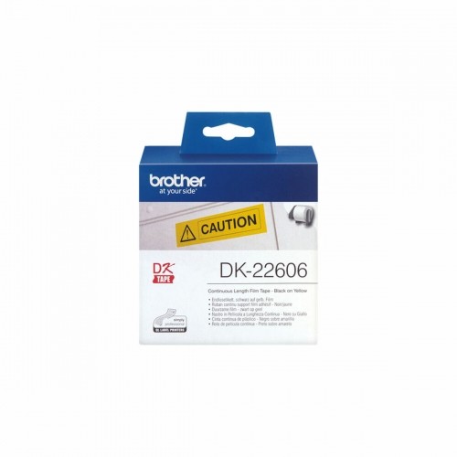 Laminēta lente iekārtu marķēšanai Brother DK-22606 62 mm x 15,24 m Melns/Dzeltens image 2