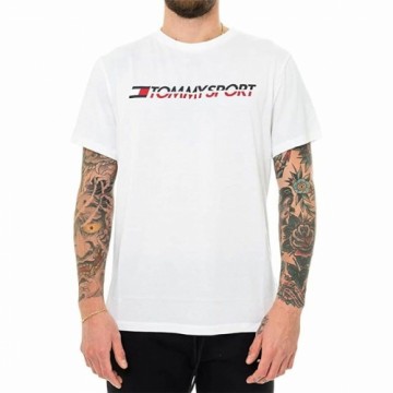 Vīriešu Krekls ar Īsām Piedurknēm Tommy Hilfiger Logo Chest Balts