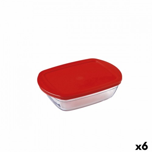 Taisnstūra Pusdienu kastīte ar Vāku Ô Cuisine Cook & Store Sarkans 1,1 L 23 x 15 x 6,5 cm Silikona Stikls (6 gb.) image 1