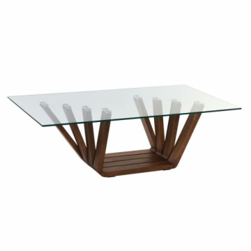 Centrālais galds DKD Home Decor Stikls Riekstkoks Alumīnijs 130 x 70 x 42 cm