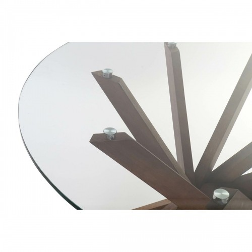 Pusdienu galds DKD Home Decor Stikls Brūns Caurspīdīgs Riekstkoks 120 x 120 x 76 cm image 2