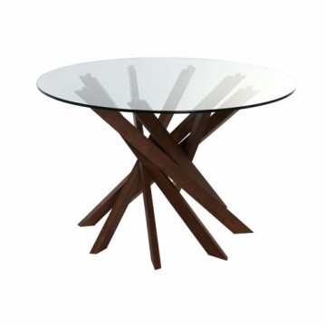 Обеденный стол DKD Home Decor Стеклянный Коричневый Прозрачный Oрех 120 x 120 x 76 cm