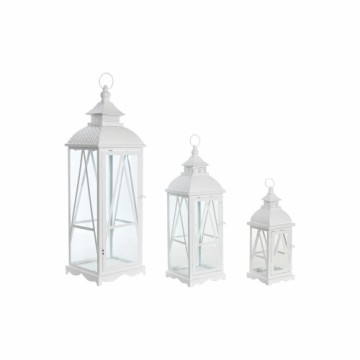 уличные фонари DKD Home Decor 22 x 22 x 75 cm Стеклянный Металл Белый Shabby Chic
