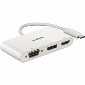 D-Link DUB-V310 3 ? In ? 1 USB ? C Video Adapter with HDMI & DisplayPort & VGA (white)