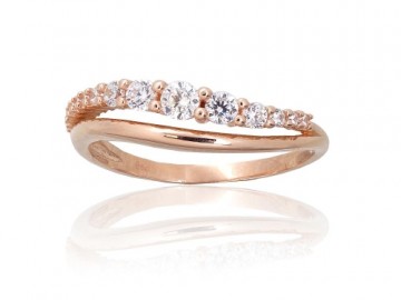 Золотое кольцо #1101096(Au-R)_CZ, Красное Золото 585°, Цирконы, Размер: 17.5, 2.38 гр.