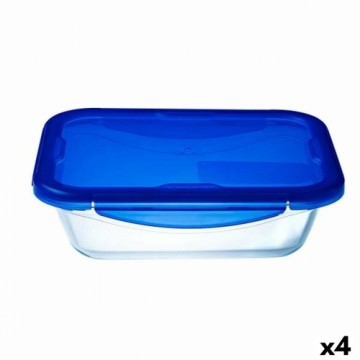 Герметичная коробочка для завтрака Pyrex Cook & go Прямоугольный Синий 30 x 23 cm 3,3 L Cтекло (4 штук)