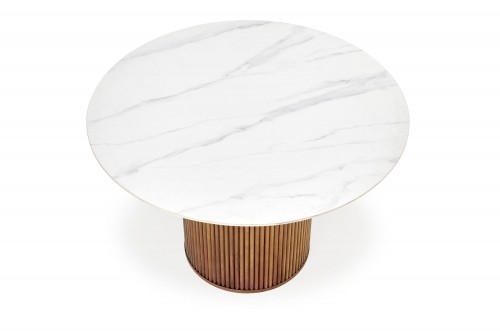 Halmar BRUNO round table, white marble / walnut image 3