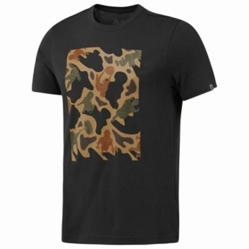 Vīriešu Krekls ar Īsām Piedurknēm Reebok Sportswear Training Kamuflāža Melns