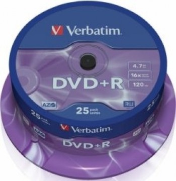 Verbatim Matricas DVD+R AZO4.7GB 16x 25 Pack, Spindle