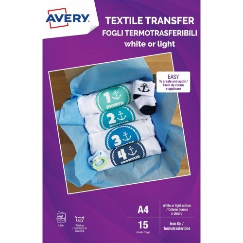 Papīra drukāšanai Avery Textile Transfer A4 15 Loksnes image 1
