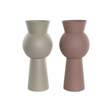 Vāze DKD Home Decor 17 x 17 x 40,5 cm Bēšs Rozā Dzelzs (2 gb.)