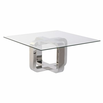 Кофейный столик DKD Home Decor Серебристый Сталь Алюминий Каленое стекло 100 x 100 x 45 cm
