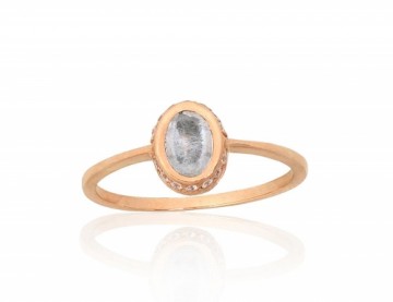 Золотое кольцо #1101148(Au-R)_TZLB, Красное Золото 585°, Небесно-голубой топаз, Размер: 17, 1.49 гр.