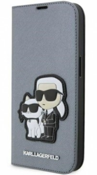 Karl Lagerfeld  
       Apple  
       iPhone 14 Pro Max 6.7 Saffiano Karl&Choupette bookcase 
     Silver