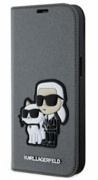 Karl Lagerfeld  
       Apple  
       iPhone 14 6.1 Saffiano Karl&Choupette bookcase 
     Silver