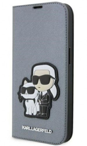 Karl Lagerfeld  
       Apple  
       iPhone 14 Pro 6.1 Saffiano Karl&Choupette bookcase 
     Silver image 1
