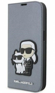 Karl Lagerfeld  
       Apple  
       iPhone 14 Pro 6.1 Saffiano Karl&Choupette bookcase 
     Silver