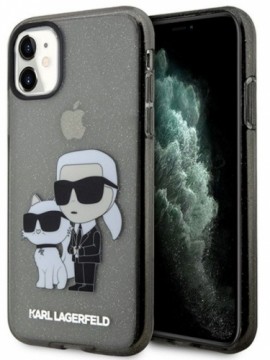 Karl Lagerfeld  
       Apple  
       iPhone 11 / Xr 6.1 hardcase Gliter Karl&Choupette 
     Black Silver