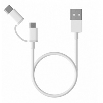 USB to mikro USB kabelis Xiaomi Mi 2-in-1 USB Cable Micro USB to Type C 30cm Balts 30 cm