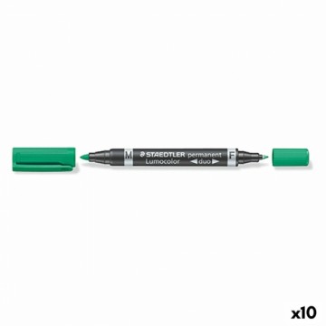 Постоянный маркер Staedtler Lumocolor Duo Зеленый (10 штук)