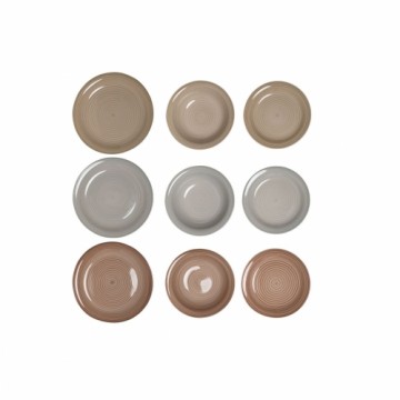 Посуда DKD Home Decor 26,5 x 26,5 x 3 cm Серый Коричневый Керамика 18 Предметы
