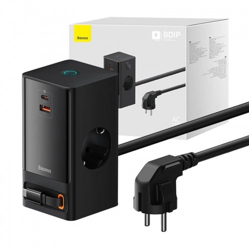 Wall charger | powerstrip Baseus PowerCombo 65W (black) image 1