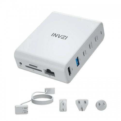 Docking station | wall charger INVZI GanHub 100W, 9in1 (white) image 1