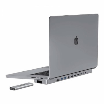 USB-C docking station | Hub for MacBook Pro 13" | 14" INVZI MagHub 12in2 with SSD tray (gray)