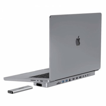 USB-C docking station | Hub for MacBook Pro 16" INVZI MagHub 12in2 with SSD tray (gray)
