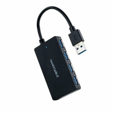 USB-разветвитель NANOCABLE Hub USB 3.0 con 4 Puertos de USB 3.0, USB-A/M-USB 3.0/H, Negro, 15 cm Чёрный