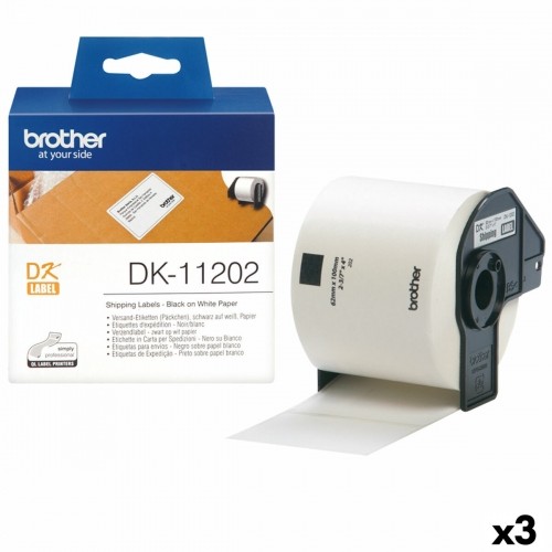 Printera birkas Brother DK-11202 62 x 100 mm Melns/Balts (3 gb.) image 1